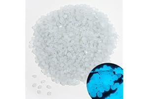 OMCleaner Glow in The Dark Stones 1000 Pcs Glow Pebbles Aquarium Rocks for Fish Tank Lawn Yard Garden Walkway Plant Pots (White)