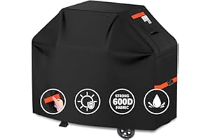 CUSSIOU Grill Cover BBQ Grill Cover 600D Heavy Duty Waterproof Gas Grill Cover, Barbecue Grill Covers for Weber, Brinkmann, Char Broil Grills Cover (59" L x 24" W x 46" H, Black)