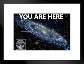 Poster Foundry You Are Here Galaxy Retro Solar System Human Earth Location In Outer Space Matted Framed Art Wall Decor 20x26