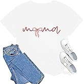 Mama Shirts for Women Pink Bow Graphic Mom Tshirt Loose Short Sleeve Mother Life Tops Tee