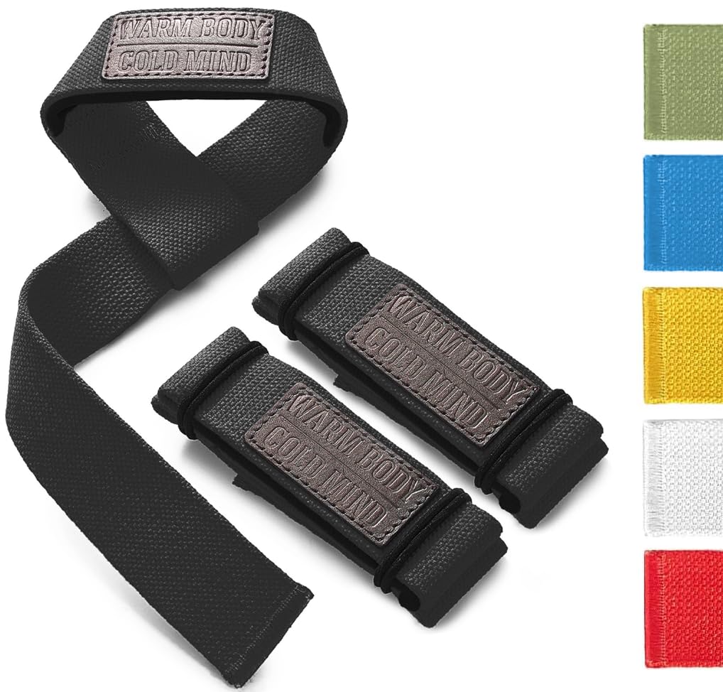 WARM BODY COLD MIND - Lasso Lifting Wrist Straps, Neoprene padded - Rated at 770 lb, Heavy Duty for Olympic Weightlifting Straps, Bodybuilding Powerlifting Deadlift Gym Fitness Cross/Strength Training