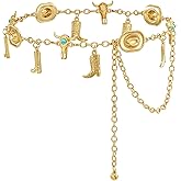 XZQTIVE Women Boho Chain Belts For Dresses Jeans Western Cowgirl Waist Links Belt Adjustable Metal Concho Belt