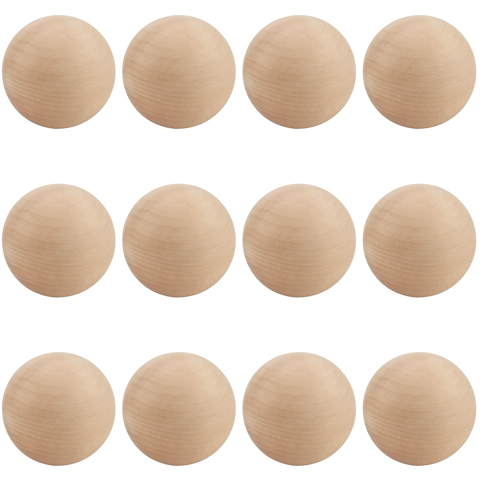 MUKCHAP 12 PCS 50mm Wooden Balls, Natural Wooden Ball, Large Unfinished Wood Craft Ball for DIY Crafts
