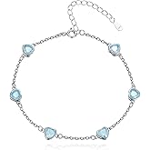 EVERU 925 Sterling Silver Birthstone Bracelet 12 Color Options Diamond Heart Bracelet Jewelry Gift for Women