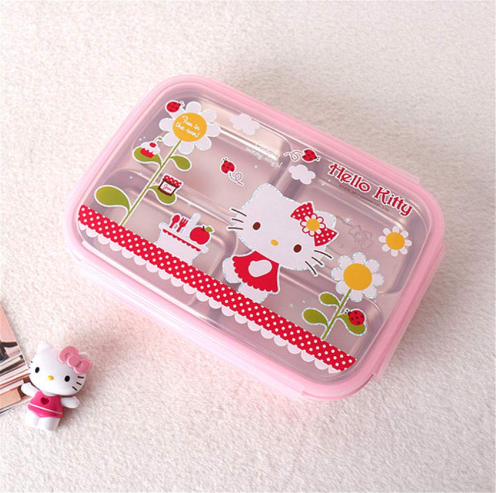 Student Meal Plate Four Grid Baby Plate Children Tableware Lunch Box Child Lunch Box Pink