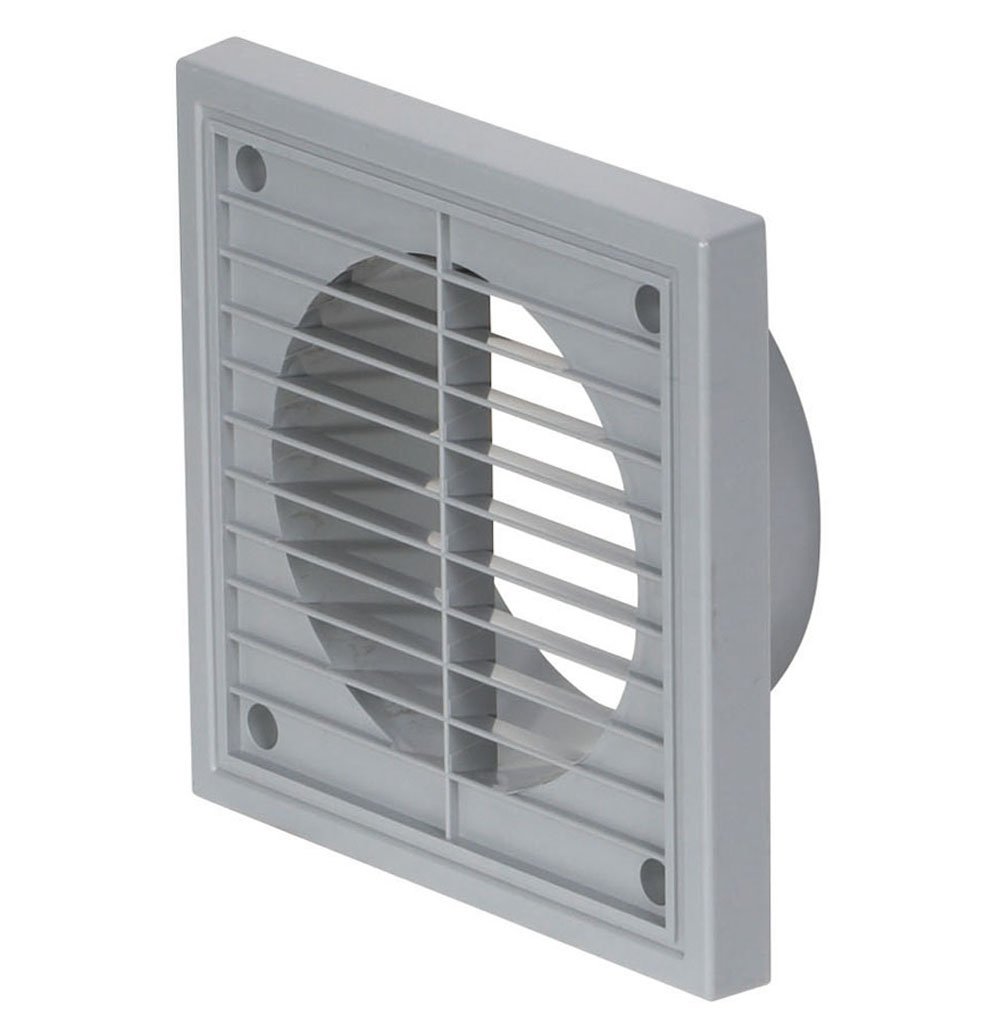 Airflow® External Wall Vent Cover – Grey Round Plastic Grille for 150mm / 6" Ducting – Weatherproof Air Outlet – 187mm x 187mm
