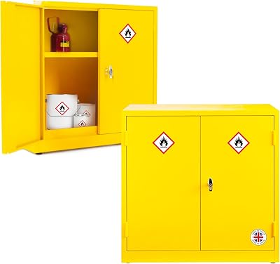 Horison Industries COSHH Cabinet 1000mm Yellow Fireproof Lockable Metal Storage