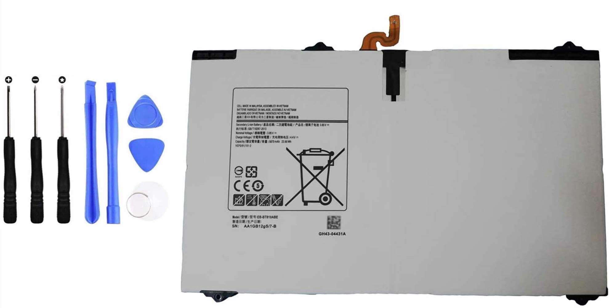 AKKEE EB-BT810ABE Laptop Tablet Battery Replacement for Samsung Galaxy Tab S2 9.7 inch T810 T813 T815 T817 T817V T815C SM-T817W SM-T817T Series EB-BT810ABA with Tools 3.85V 22.6Wh 5870mAh