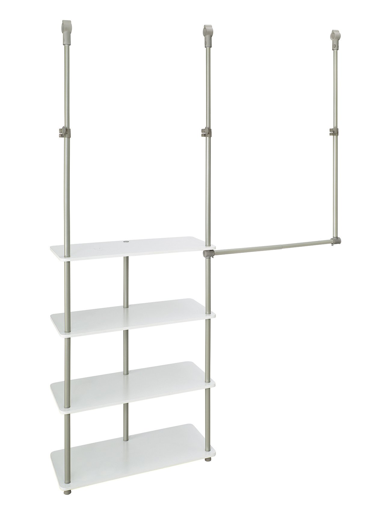 Photo 1 of ClosetMaid 55300 Closet Maximizer with (4) Shelves & Double Hang Rod, Tool Free Add On Unit, White Finish,11.6 x 53 x 74 inches