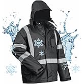 toolant 100% Waterproof Safety Jackets for Men, Hi Vis Reflective Work Jackets, Construction Rain Coats for Cold Weather