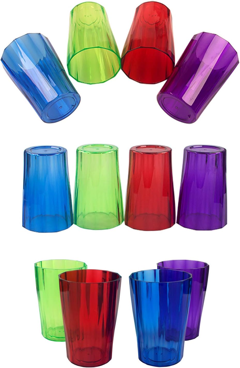 Plastic Tumblers, 13 oz Stackable Drinking Cups, Unbreakable Drinking Glasses, BPAfree, Crystal