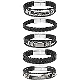 MILAKOO 5 Pcs Braided Leather Bracelets for Men Women Woven Cuff Bracelet Adjustable