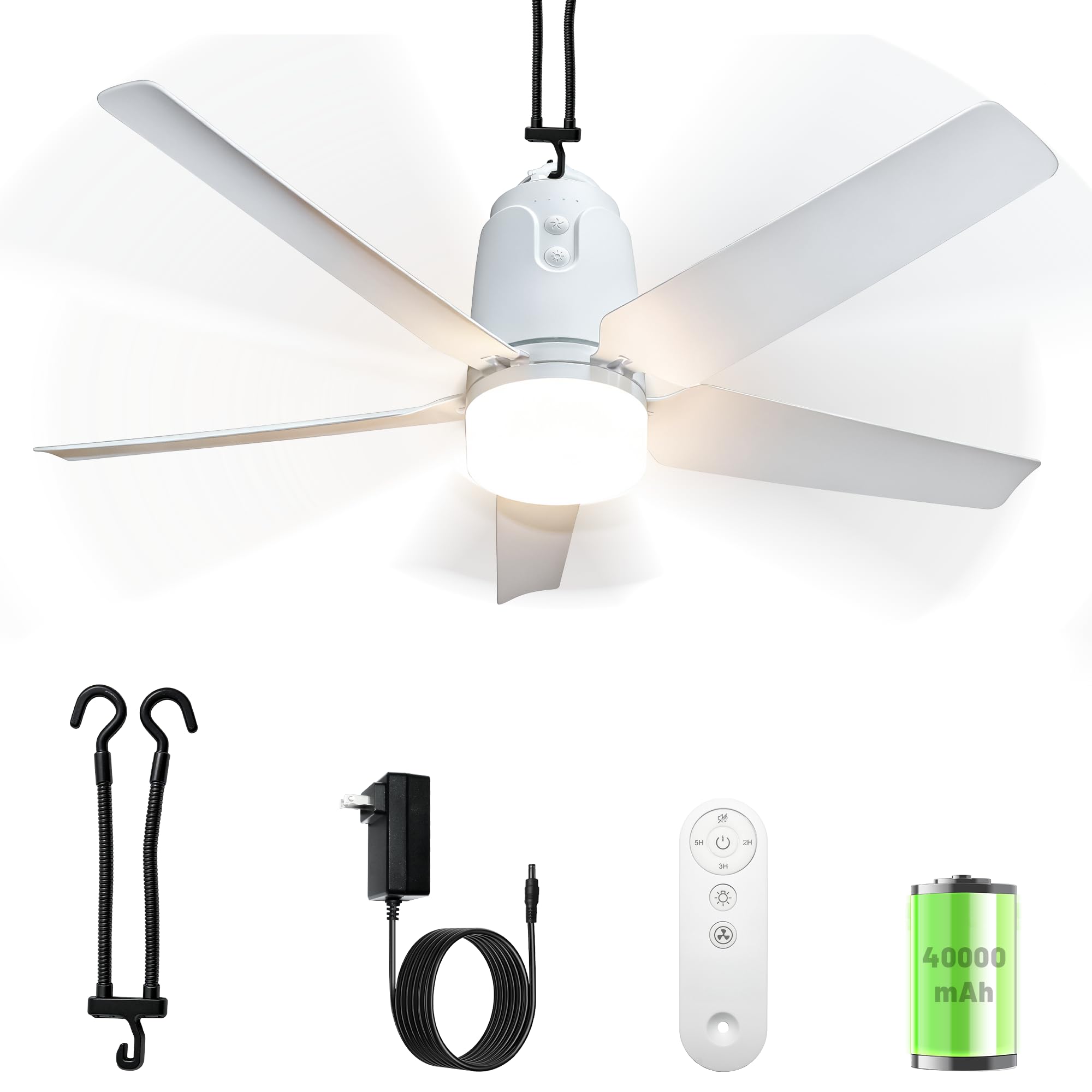 Photo 1 of Gazebo Outdoor Ceiling Fan Light 31.5'', 40000mAh Large Portable Ceiling Fan With Remote and Hanging Hook, 4 Wind Speeds, 3000K-6500K Dimmable Canopy Fan Light For Patios, Pop Up Tent, Camping