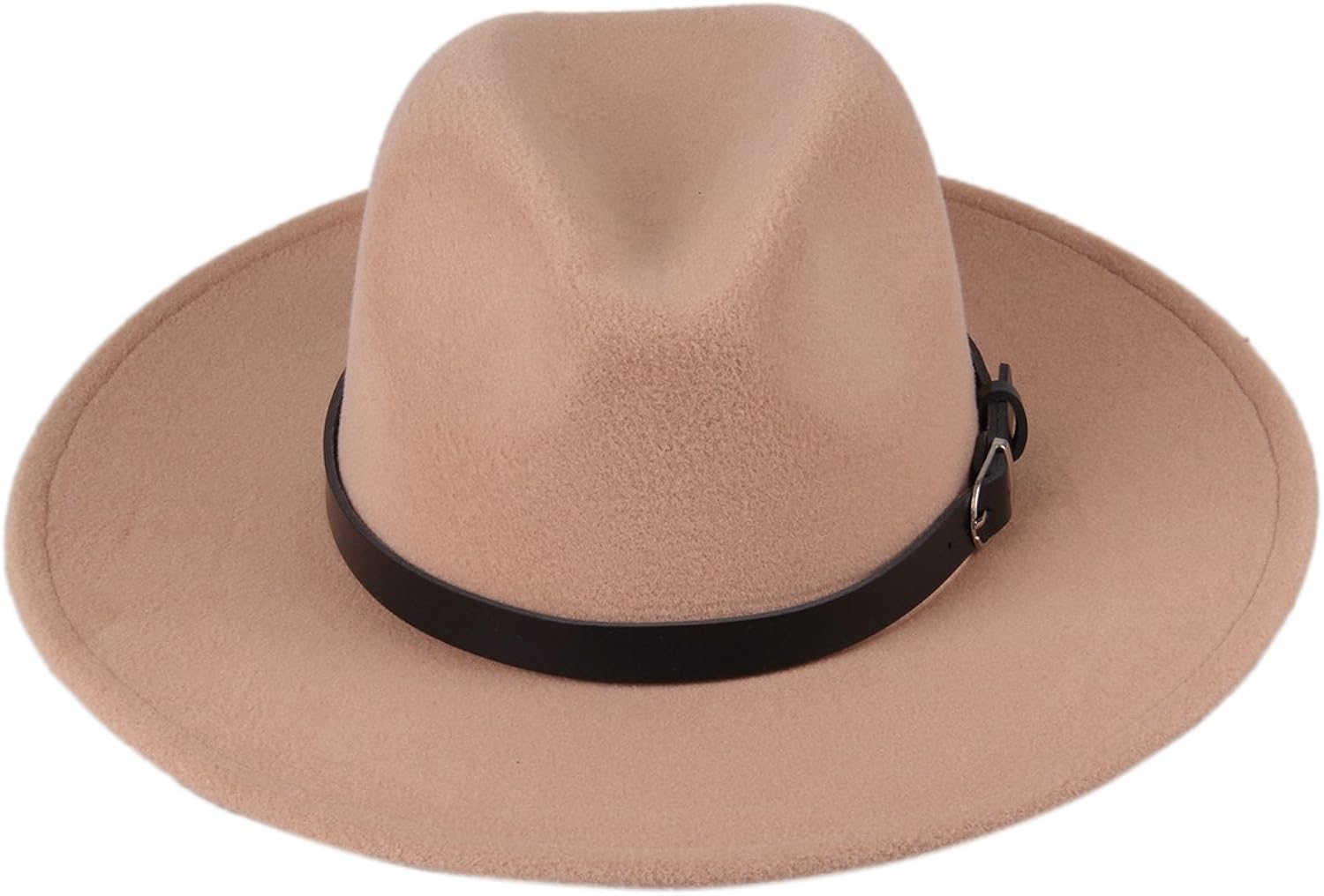 Dantiya Women'/s Wide Brim Wool Fedora Panama Hat with Belt Camel, One Size at  Women’s Clothing store