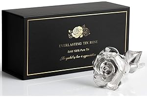 Tin Rose 10th - Solid Pure Casted Everlasting Rose for Her, Wife, Couples - Aluminum Tenth Anniversary Decoration