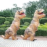 Inflatable Adult Dinosaur T-Rex Costume Suit Fancy Dress Halloween (Brown)