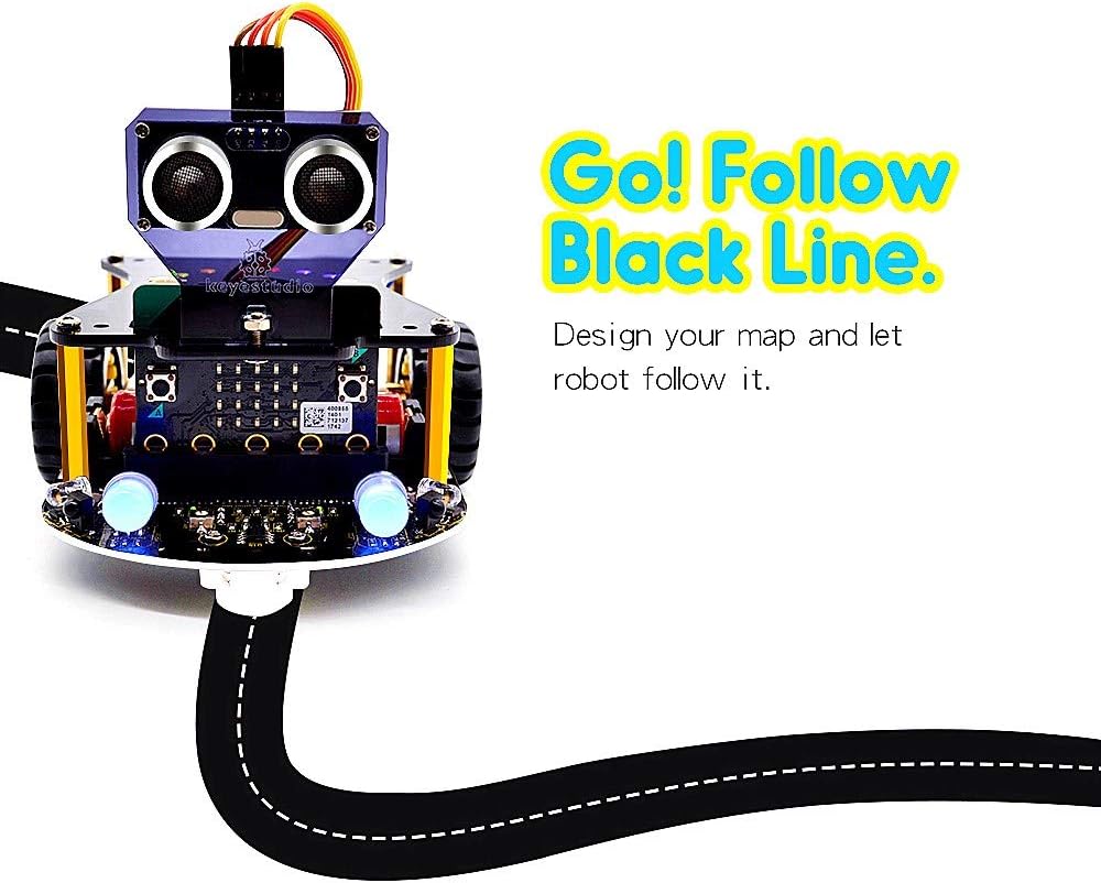 KEYESTUDIO BBC Micro:bit Robot Kit Compatible with Microbit V1, V2 ...