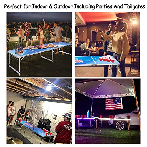 GYMAX Beer Pong Table, 8’ Folding Aluminum Game Party Table (Style A)