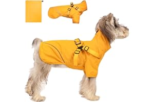 Dog Raincoat for Small Medium Dogs, Waterproof Dog Rain Jacket with Harness Built-in for Wet Weather, Easily Wearable Reflect