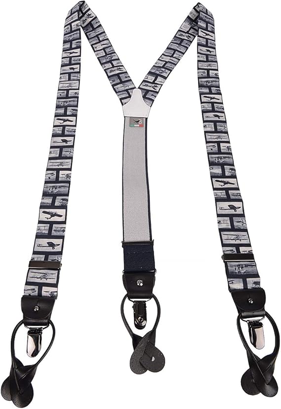 Amazon Bretelle Braces イタリアハンドメイドサスペンダー ヴィンテージプレーン柄 ブラック メンズ ブランド36mm Y型2in1 ブレイシーズ Var T81 サスペンダー 通販