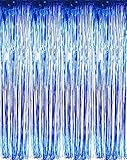 Set of 2 Blue Foil Fringe Door & Window Curtain Party Decoration 3' X 8' (36