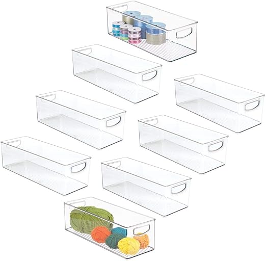 Amazon Com Mdesign Stackable Plastic Storage Organizer Bin With