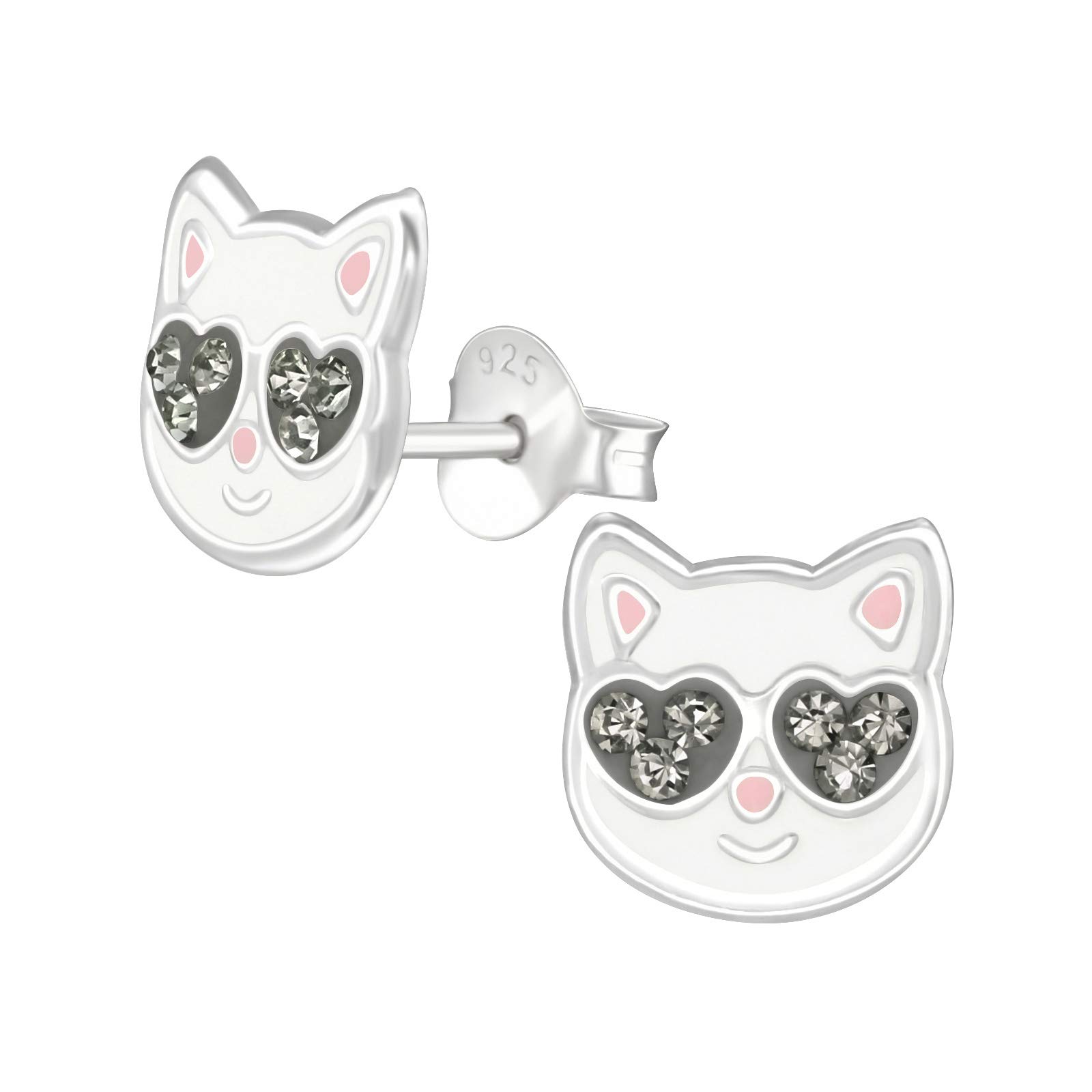 925 Sterling Silver Lightweight Hollow-Back Cat Stud Earrings for Women & Girls – Cute Kitten Animal Pet Jewellery Gift Boxed