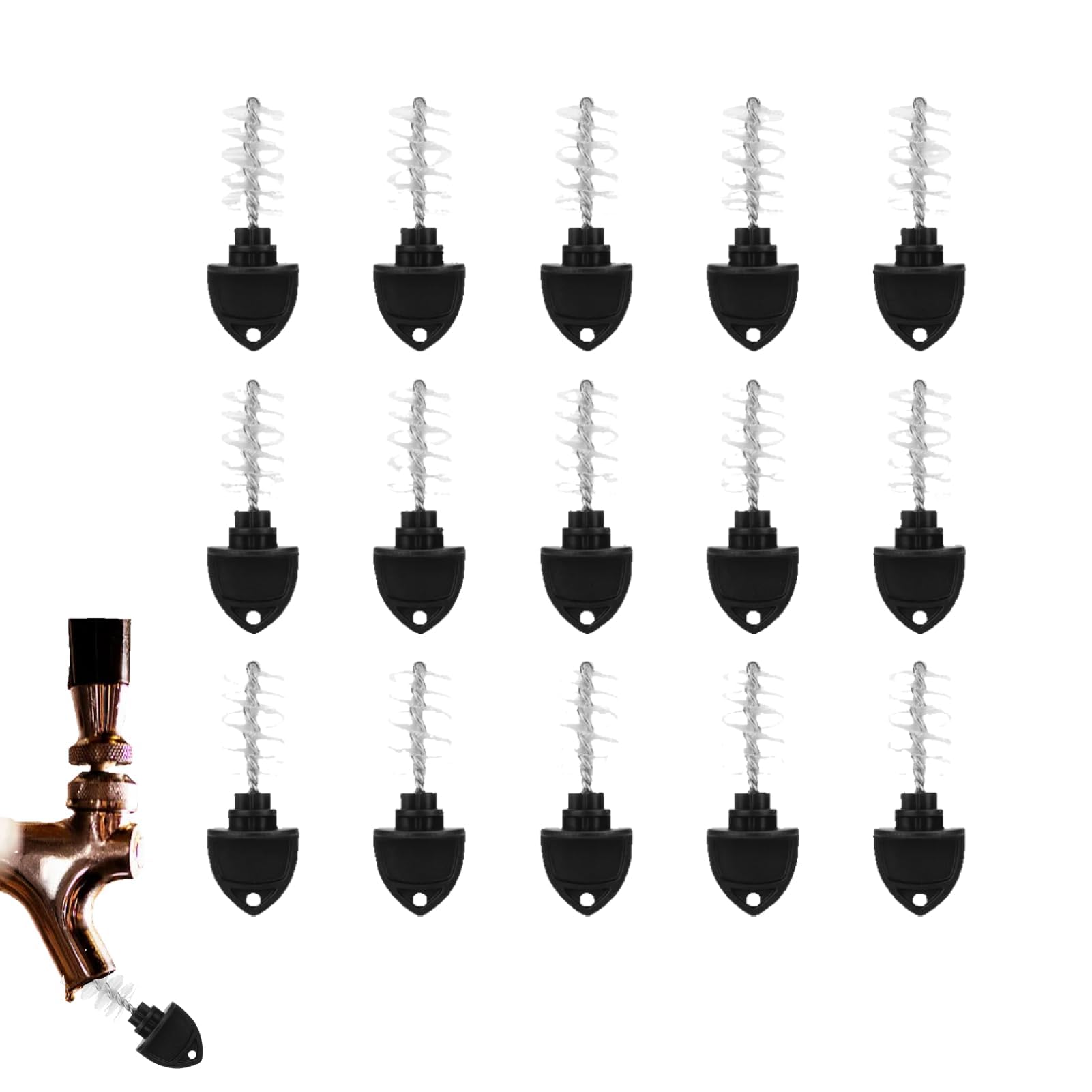 15Pcs Beer Tap Plug Brushes Nylon Beer Tap Brushs Cover Plugs Beerfaucet Cleaning Brushes 2.4x0.6x0.9inch Draught Cleaner Stoppers Cleaning for Home Brewing Accessories