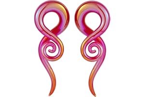 Longbeauty 2pcs Glass Ear Tapers Spiral Gauges Plugs Colorful Ear Stretchers Piercing Jewelry Hanger Gauges Earrings 4G-12mm