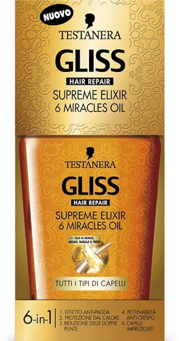 title=Testanera- Gliss Supreme Elixir 6 Miracles Oil, 75 ml- [pacco da 4]