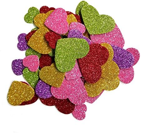 Foam Glitter Stickers Aoyoho Multicolor Self Adhesive Heart Shape Foam Stickers for Kid's Arts Craft Supplies Greeting(Approx 200pcs)