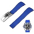 Juntan 18mm 20mm 22mm Curved End Rubber Watch Band, Tapered Silicone Curved Replacement Watch Strap for Men Women with Classic Diving Buckle