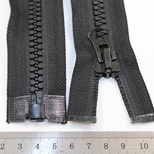 Beads4Crafts Black 20" - 38" INCH Chunky Zip No.8 Open END ZIPS Heavy Duty Zipper *10 Sizes *Free UK Postage* (28 Inch)