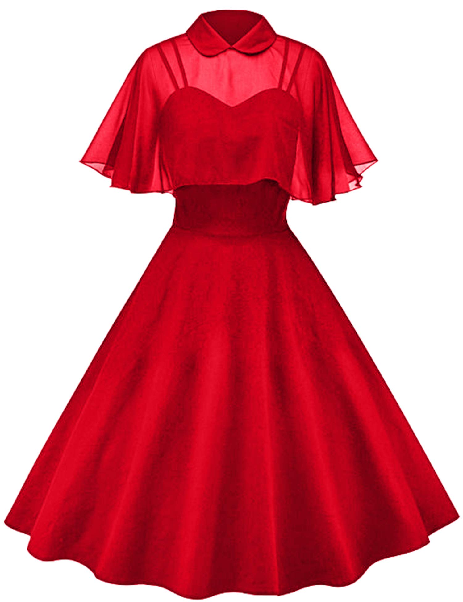 GownTown-Womens-1950s-Cloak-Two-Piece-Cocktail-Dress-Red