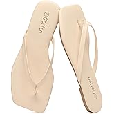 Gorfen Flip Flops for Women Comfortable Square Toe Casual Beach Sandals Summer Outdoor and Everyday Wear