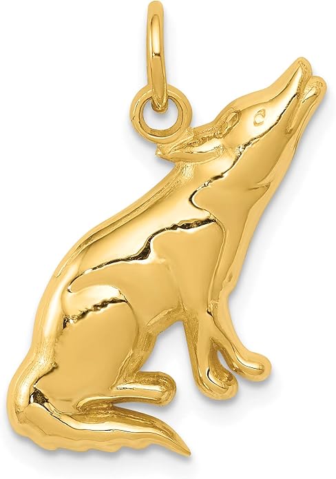 solid gold wolf pendant