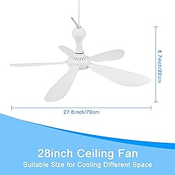 SCOOYEEES 28inch Ceiling Fan AC 110V Portable