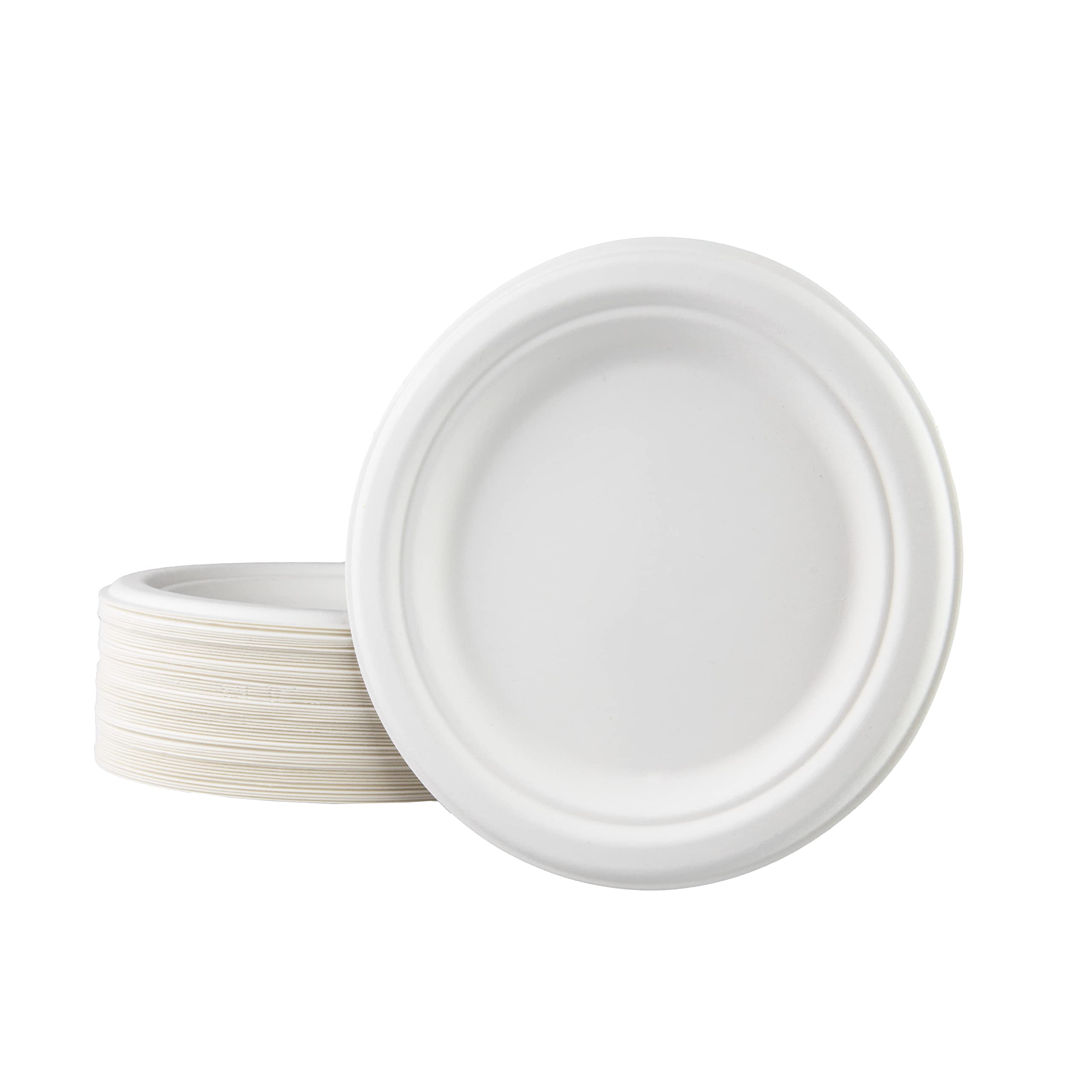 Love Nature Disposable Plates Pack of 50 - Round 17.5 cm Sugar Cane Paper Plates Disposable Tableware - Party Plates Disposable Stable for Birthdays, BBQs and Picnics