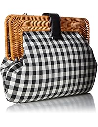 betsey johnson Mujer Bolso blanco y negro a cuadros y bronceado Margarita natural y confundido embrague Crossbody