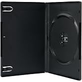 Maxtek 5 Pack Standard 14mm Black Signle Disc CD, DVD, Blu-Ray Disc Cases with Outter Clear Sleeve