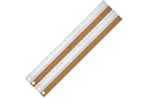 Beuiouer Stainless Steel Metal Ruler: Ruler with Cork Backing Non-Slip Rulers with Inch and Centimeters Ruler 18 Inch 2 Pack