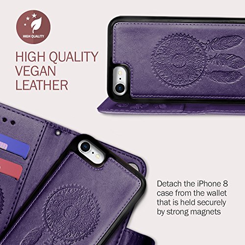 image for iPhone 8 Wallet Case, iPhone 7 Case, Slim PU Leather Embossed Design w