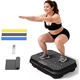 Vibration Plate Exercise Machine for Lymphatic Drainage &amp; Full Body Fitness | 400Lbs Vibration Board with Remote Control &amp; Resistance Bands, 9 Modes &amp; 250 Speeds, Compact Vibrating Platform for Home Gym
