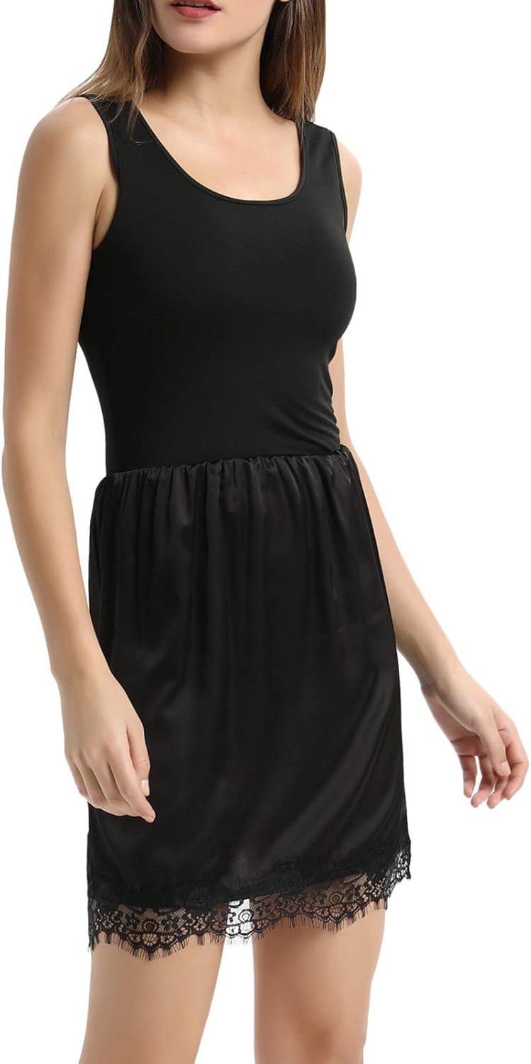 Kate Kasin Women Full Slip for Under Dress Lace Trim Satin Slip Cami Dress Nightwear at  Women’s Clothing store