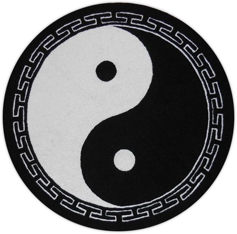 XIAOLIN Carpets Rugs Area Rugs Acrylic Round Yoga mat Kneeling pad Chinese Black and white yin and yang Taiji gossip designs carpet Practice cushion Super soft carpet ( Color : Thick section , Size : 60cm )