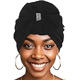 Bohend Flower Turbans Cap Rhinestone Pearl Knot Headwarp Beanie Pre Tied Head Cover Bonnet Women Muslim Pleated Headscarf Hat