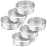 Teenyyou 6 Pcs 6 Inch Round Cake Pans Non Stick Aluminum Round Cake Pans Small Smash Pan Tins for Home Party Baking Supplies