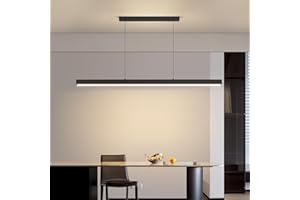 MIKERU Modern LED Linear Pendant Light, 47IN Ceiling Chandlier Light Fixtures Hanging with Remote Control 3000k-6500K Adjustable Color Temperature Island Light for Dining Room, Kitchen
