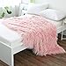 Ojia Super Soft Fuzzy Shaggy Mongolian Lamb Faux Fur Throw Blanket Plush Warm Cozy Elegant Long Bedding Cover Chic Decorative for Sofa Floor-50”x 60”,Pink