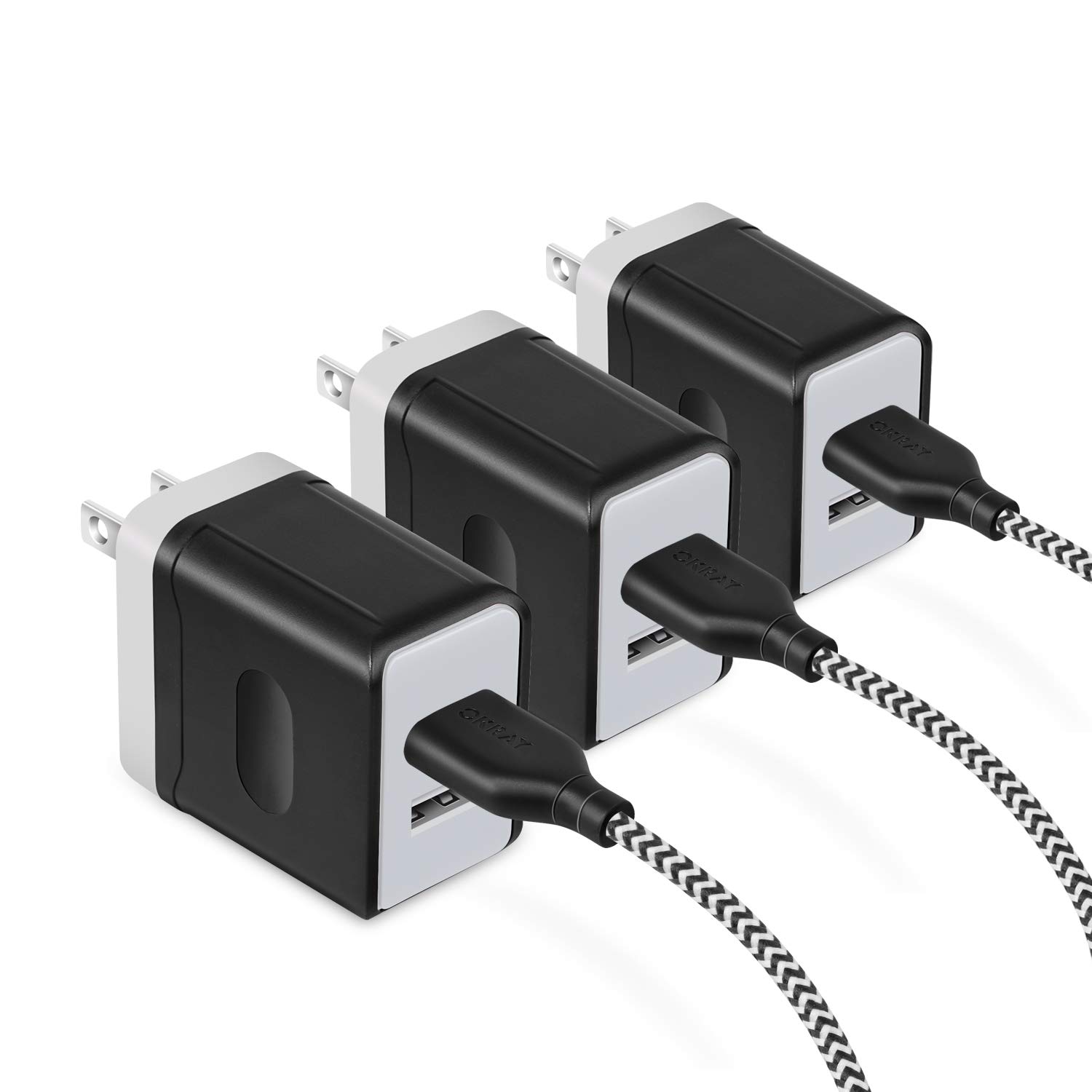 Okray 3 Pack Dual Port Usb Wall Charger Android Universal Travel Charger Adapter With 3 Pack 6 Feet Micro Usb Charging Cable Compatible For Samsung